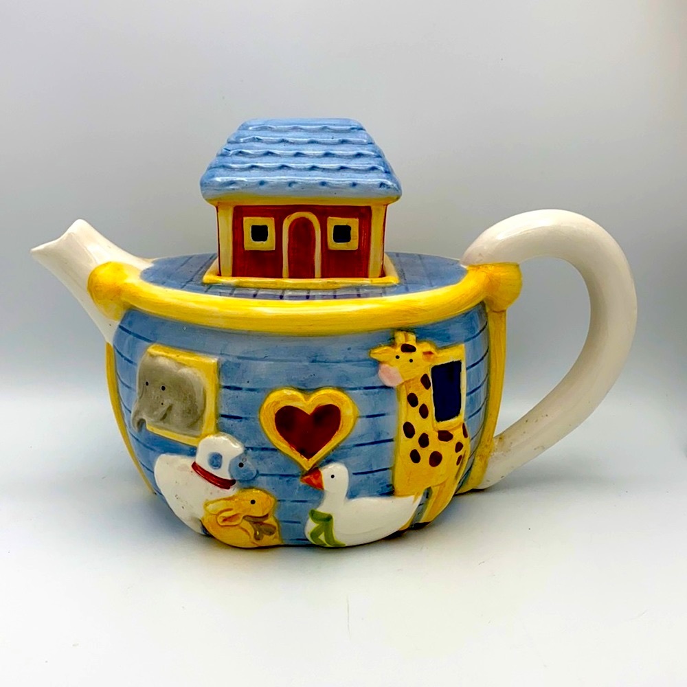 Biblical Noah’s Ark Tea Set with 4 double handle cups Children Family Time Gifts